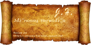 Jánossy Hermiás névjegykártya